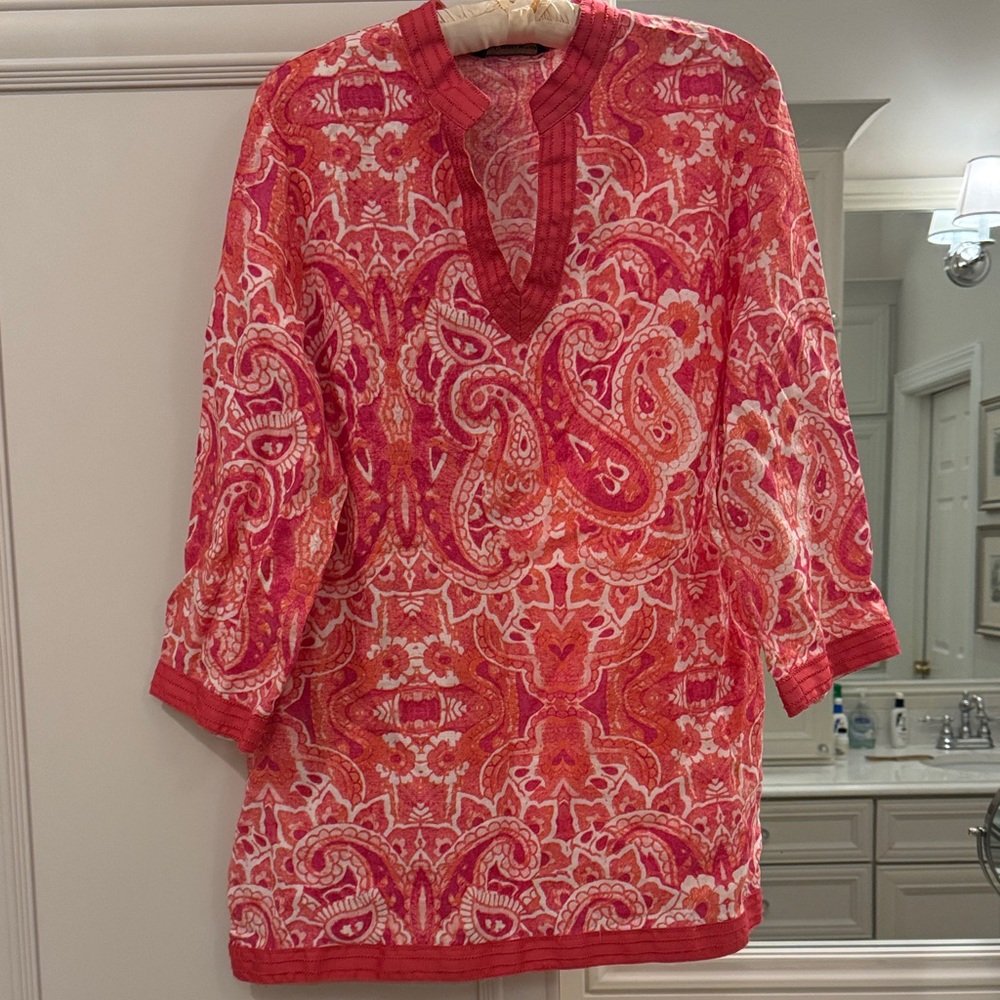 Women's Paisley Print Brooks Brothers Linen Tunic